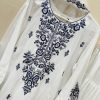 Code-0092 Hania Aamir vibes in timeless white _ blue 🤍💙_For price _ details_ comment ❤️ and we_ll DM you___This viral Farshi Salwar suit is your _4.jpg White Georgette A59