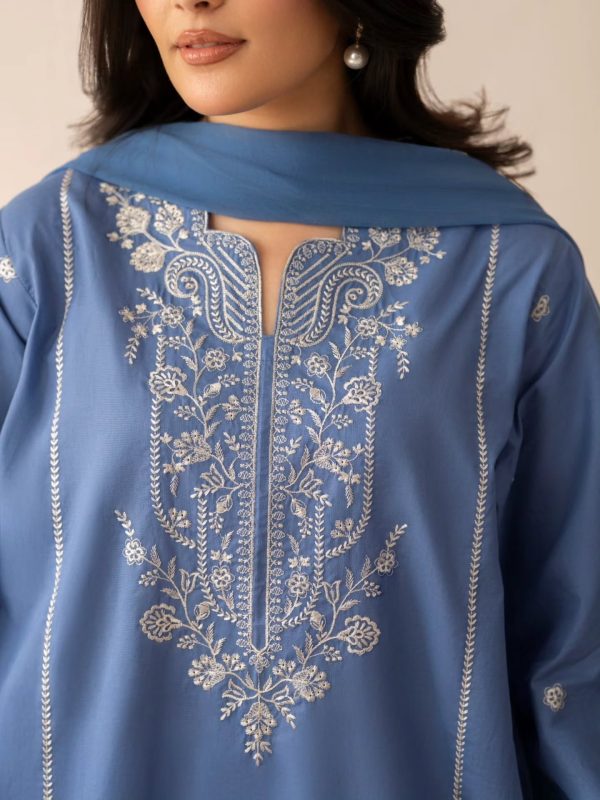 _Soraya___Step into serenity this Eid with Lazuli_s powder blue ensemble_ featuring a delicately embroidered shirt that radiates soft elegance. This grace_3 Royal Blue T21