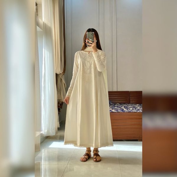 New In_ ✨__RTW__Product Detail_Embroidered Frock With Dupatta _ trousers.__Frock__Frock With Embroidered Slit Neckline _ Sleeves paired with trouser. Embe(.jpg Kohinoor A59